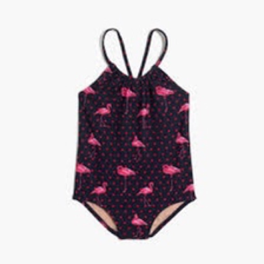 J Crew Girls Halter flamingo one-piece swimsuit